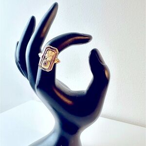 ANTIQUE REVERSO CAMEO & LAPIS 10k gold Ring